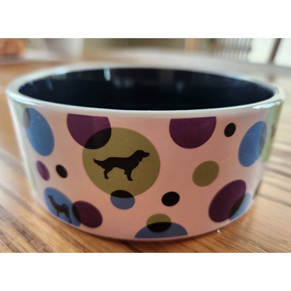 Signature housewares Room Created Big Dots ceramic dog food bowl